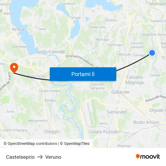 Castelseprio to Veruno map