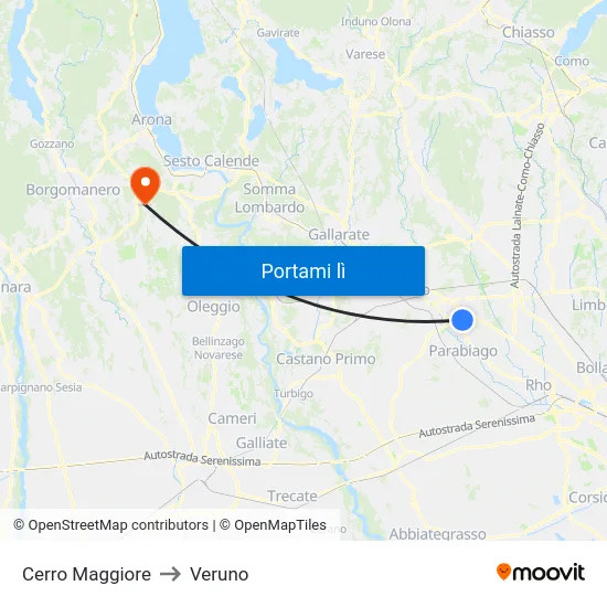 Cerro Maggiore to Veruno map