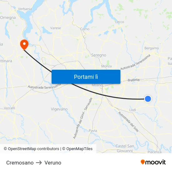 Cremosano to Veruno map
