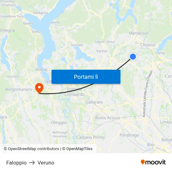 Faloppio to Veruno map
