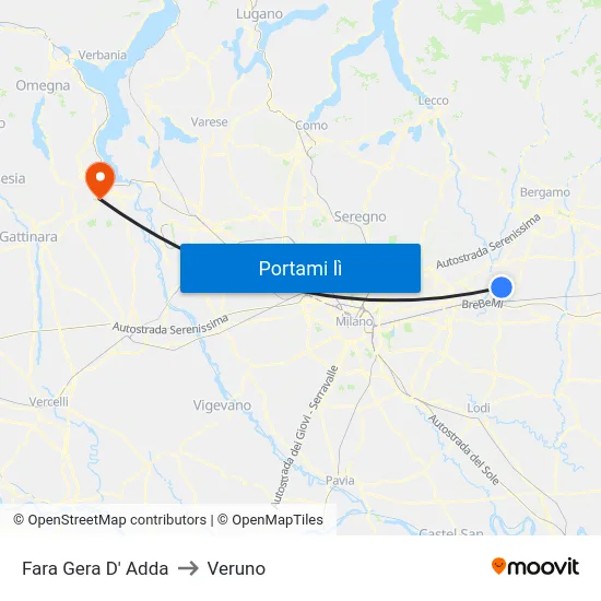 Fara Gera D' Adda to Veruno map