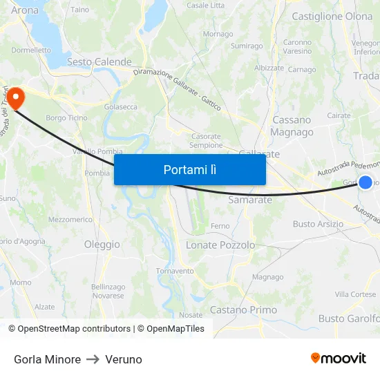 Gorla Minore to Veruno map