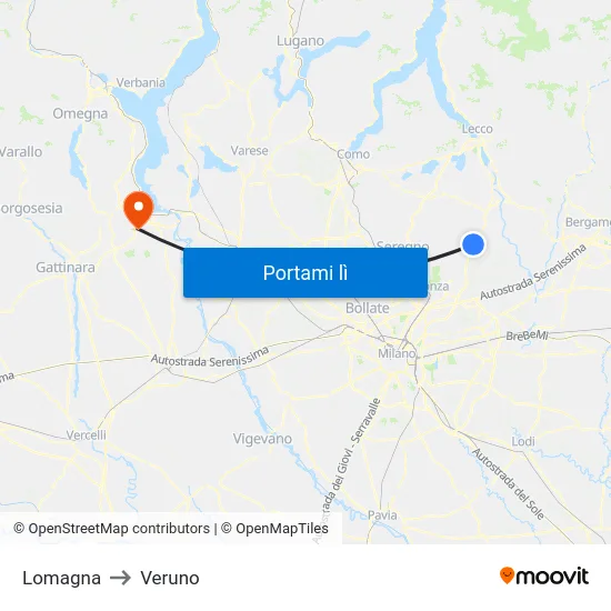 Lomagna to Veruno map