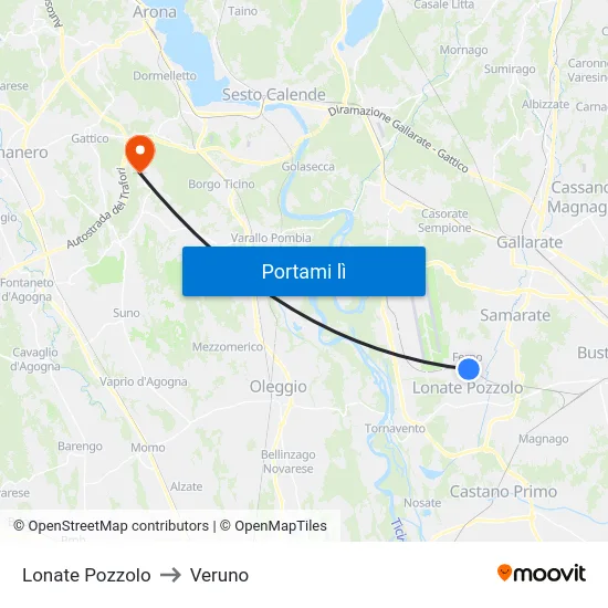 Lonate Pozzolo to Veruno map
