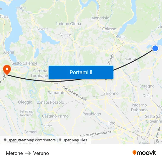 Merone to Veruno map