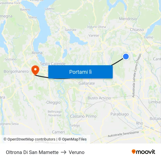 Oltrona Di San Mamette to Veruno map