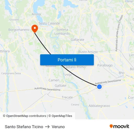 Santo Stefano Ticino to Veruno map