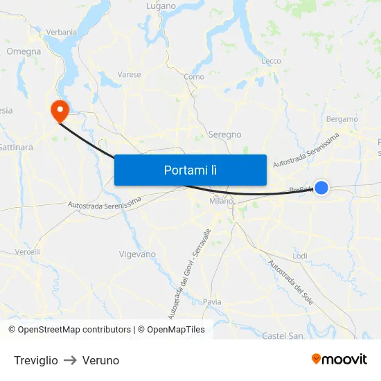 Treviglio to Veruno map
