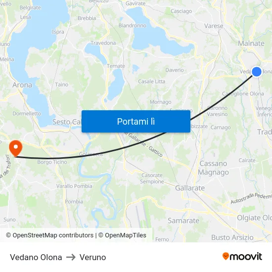 Vedano Olona to Veruno map