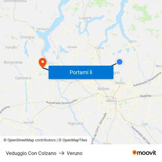Veduggio Con Colzano to Veruno map