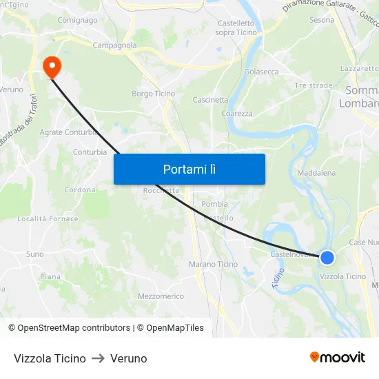 Vizzola Ticino to Veruno map