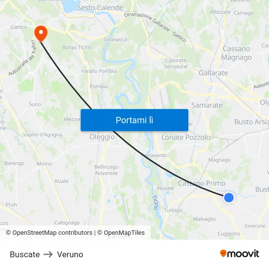 Buscate to Veruno map