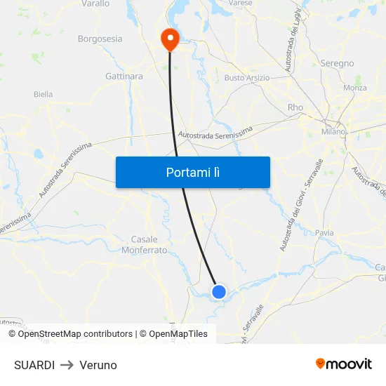 SUARDI to Veruno map