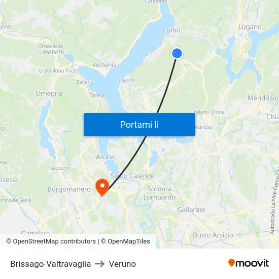 Brissago-Valtravaglia to Veruno map