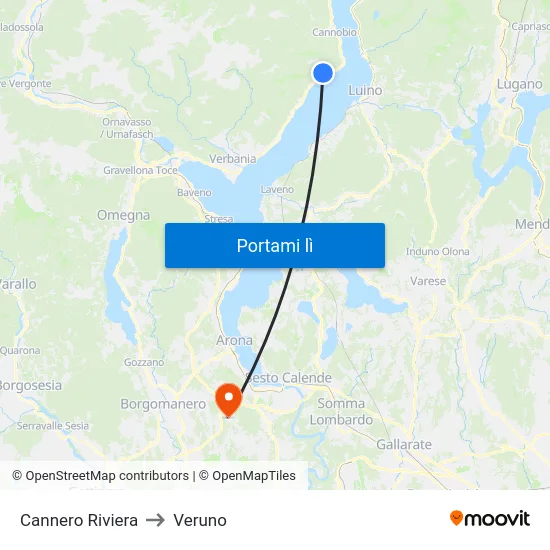 Cannero Riviera to Veruno map