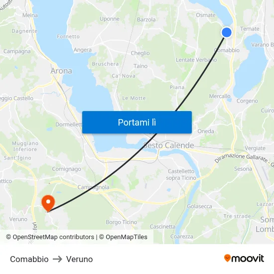 Comabbio to Veruno map