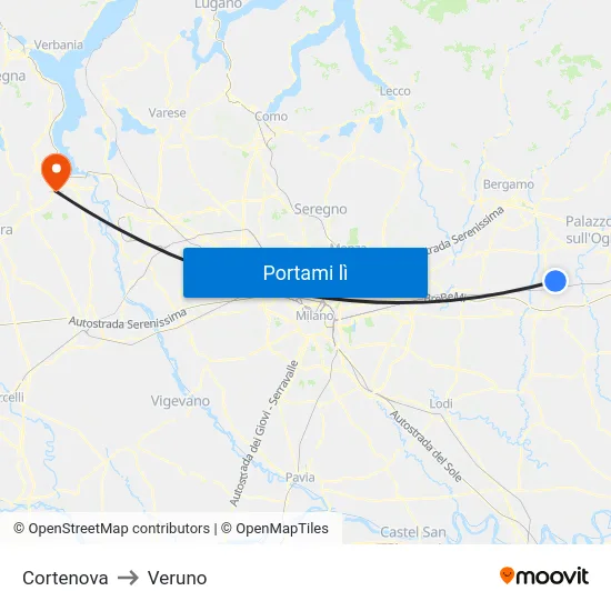 Cortenova to Veruno map
