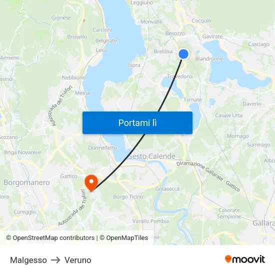 Malgesso to Veruno map