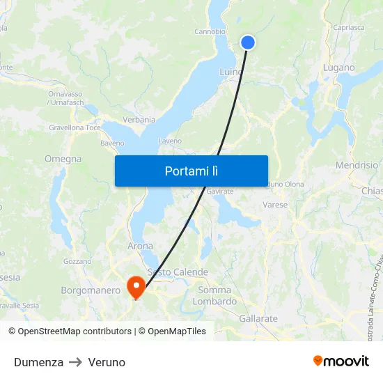 Dumenza to Veruno map