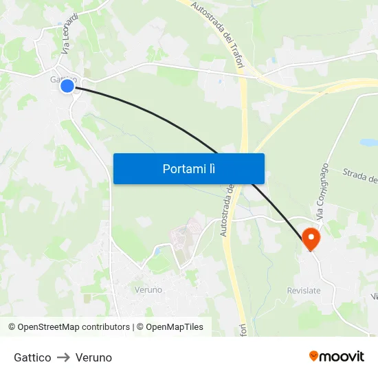 Gattico to Veruno map