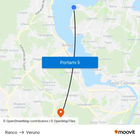 Ranco to Veruno map
