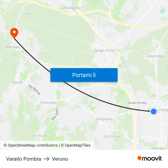 Varallo Pombia to Veruno map