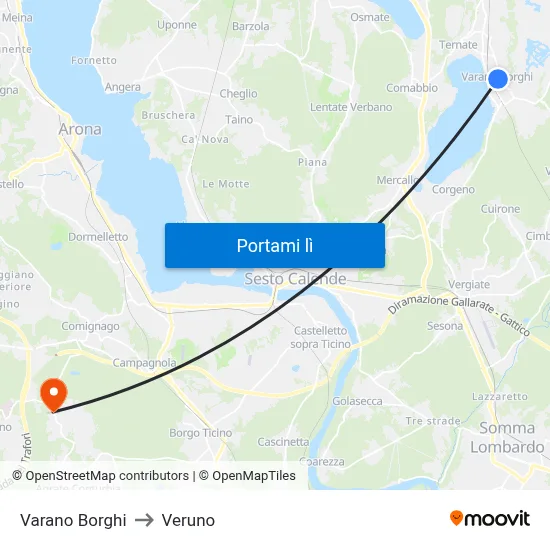 Varano Borghi to Veruno map