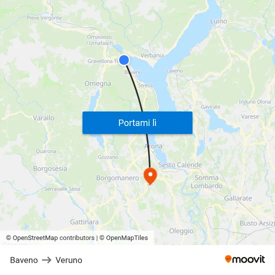 Baveno to Veruno map