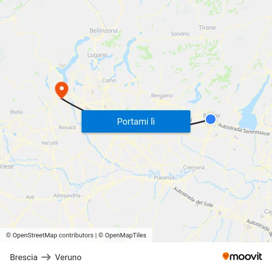 Brescia to Veruno map