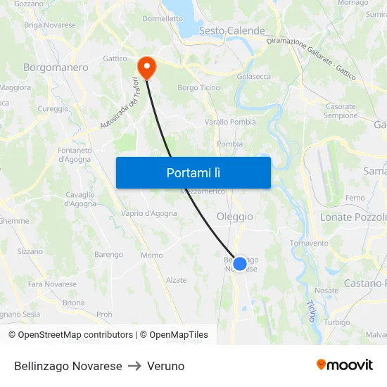 Bellinzago Novarese to Veruno map