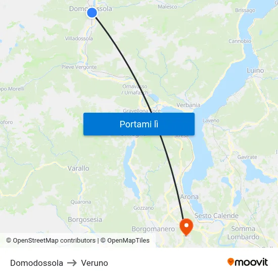 Domodossola to Veruno map