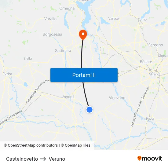 Castelnovetto to Veruno map