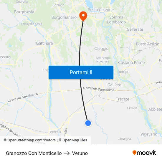 Granozzo Con Monticello to Veruno map