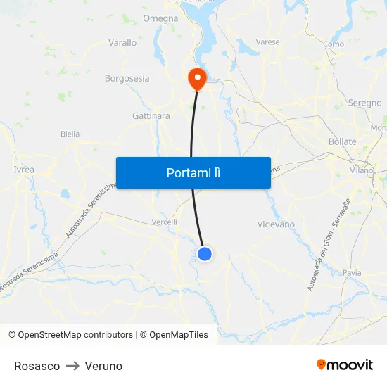 Rosasco to Veruno map