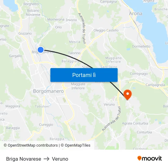 Briga Novarese to Veruno map