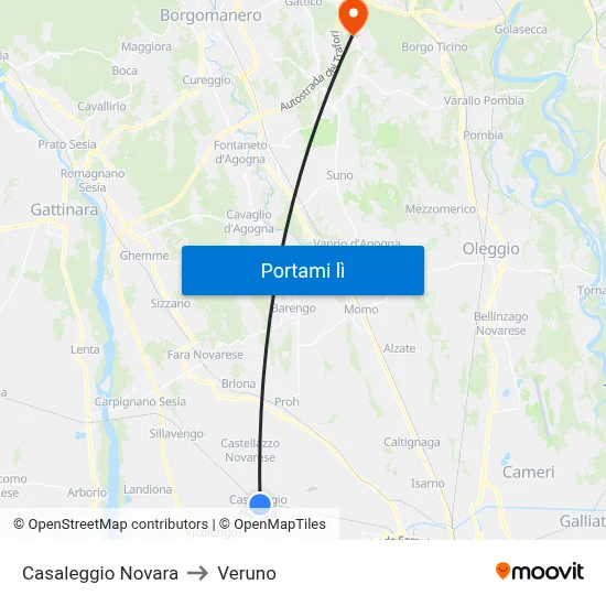 Casaleggio Novara to Veruno map