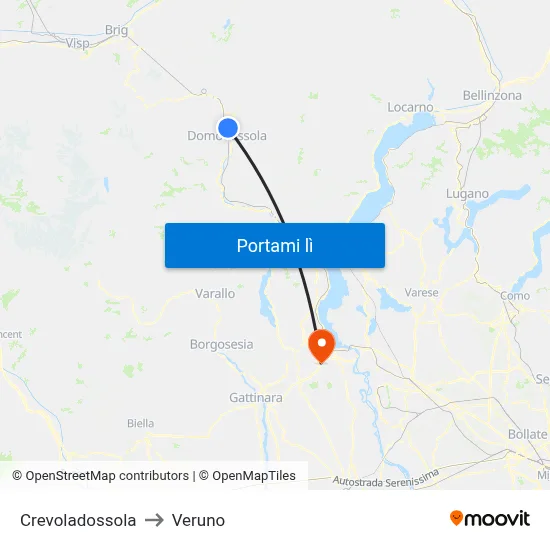 Crevoladossola to Veruno map