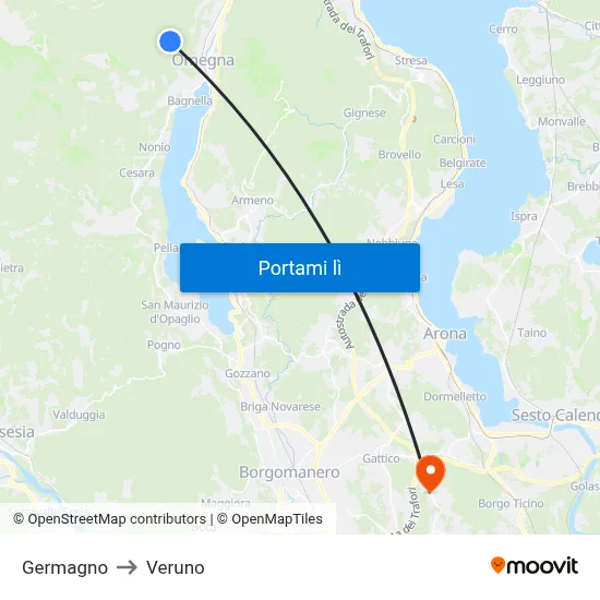 Germagno to Veruno map