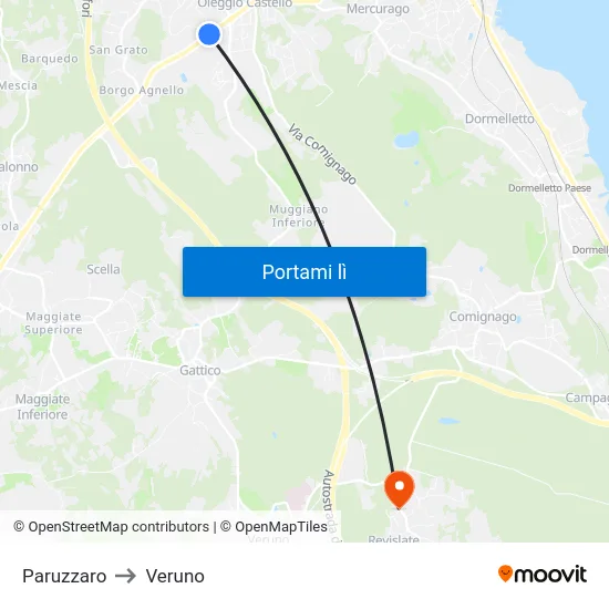 Paruzzaro to Veruno map