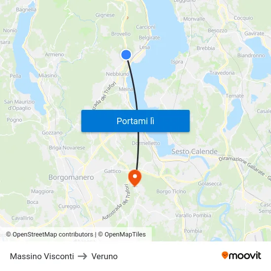Massino Visconti to Veruno map