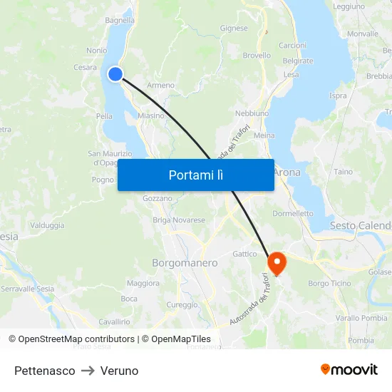Pettenasco to Veruno map