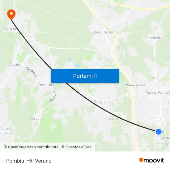 Pombia to Veruno map