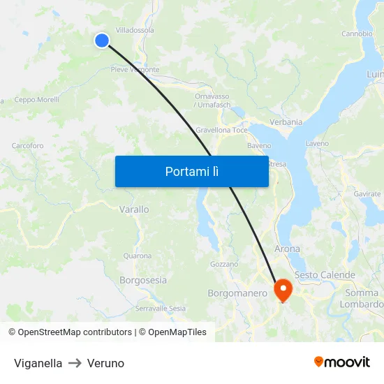Viganella to Veruno map
