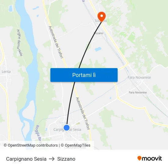 Carpignano Sesia to Sizzano map