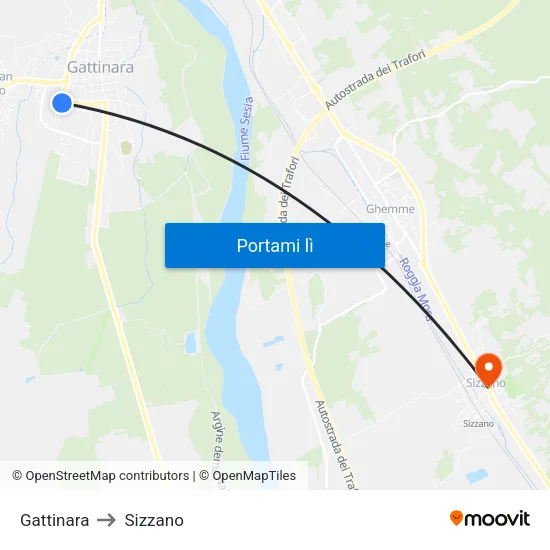 Gattinara to Sizzano map