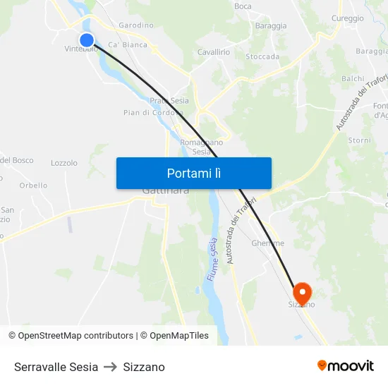 Serravalle Sesia to Sizzano map