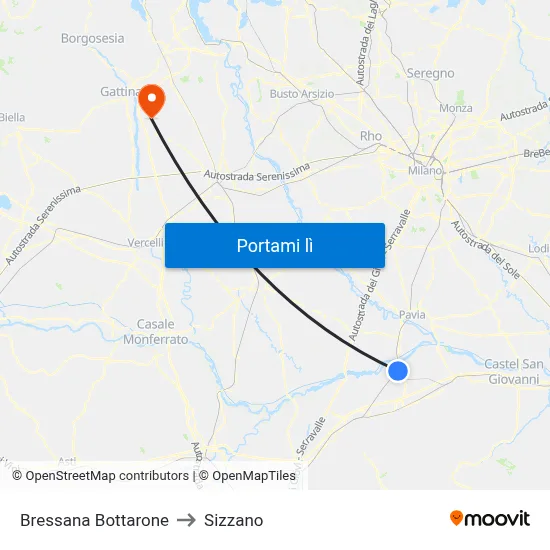 Bressana Bottarone to Sizzano map