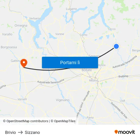 Brivio to Sizzano map