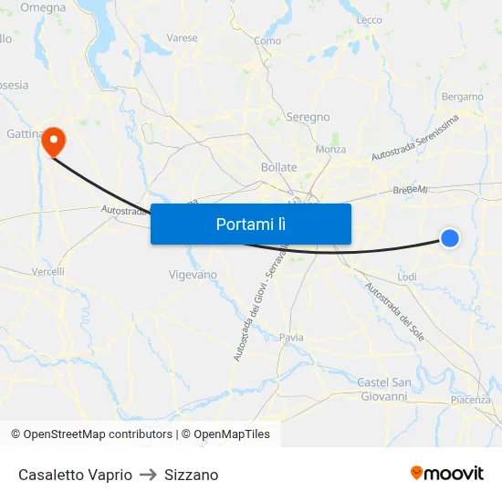Casaletto Vaprio to Sizzano map