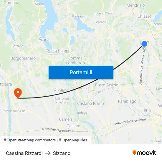 Cassina Rizzardi to Sizzano map
